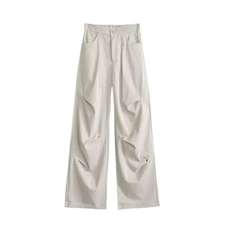 Spicy Girl Style Cropped Studded Sensibility Niche Design Loose-Fit Women's Trousers Summer Thin Style Dragging Pants