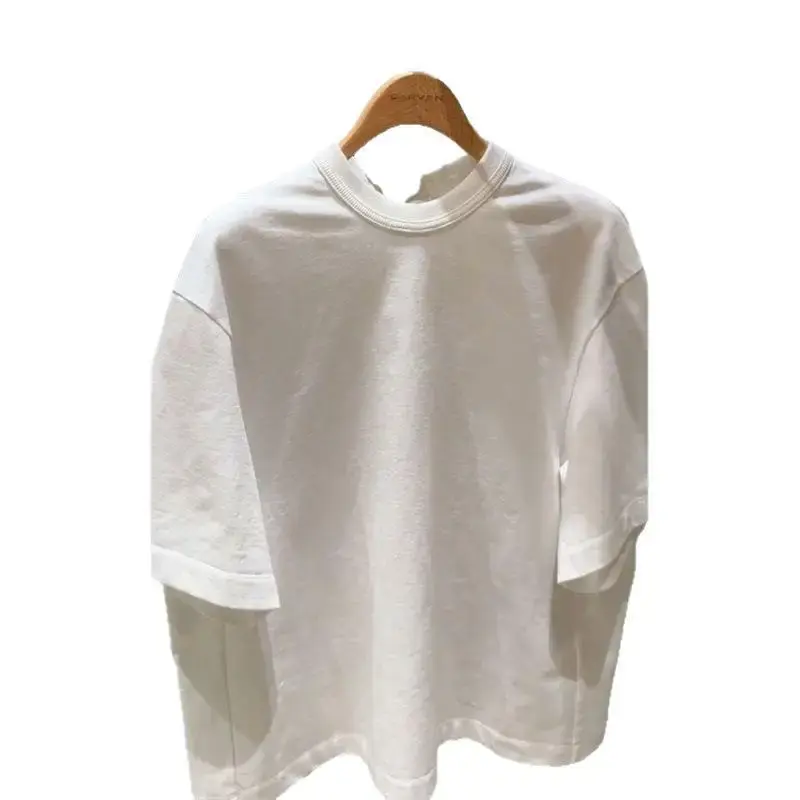 Chic White Butterfly Knot T-Shirt Women's Fashionable Miniature Design European Style Short Sleeve Crew Neck Top