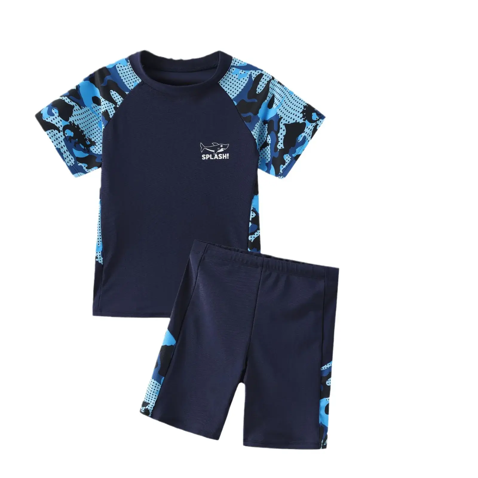 2024 Kids Swimsuit Large Teenage Boys Two-piece Speed Dry Children's Swimwear Full Set Small Male Children's Clothing