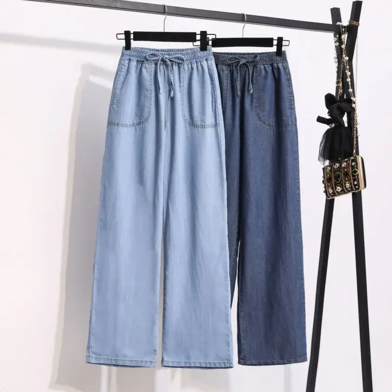 Slim Fit Casual Denim Pants Women's Spring Summer New Arrival Thin Model Straight Leg Long Trousers Female Fashion