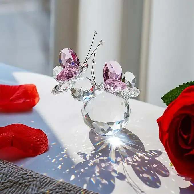 Double Butterfly Animal Crystal Ornament Craft Creative Birthday Gift Indoor Living Room Study High Aesthetic Value Decoration