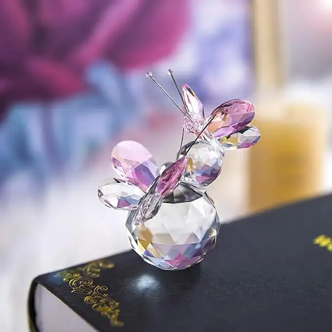 Double Butterfly Animal Crystal Ornament Craft Creative Birthday Gift Indoor Living Room Study High Aesthetic Value Decoration