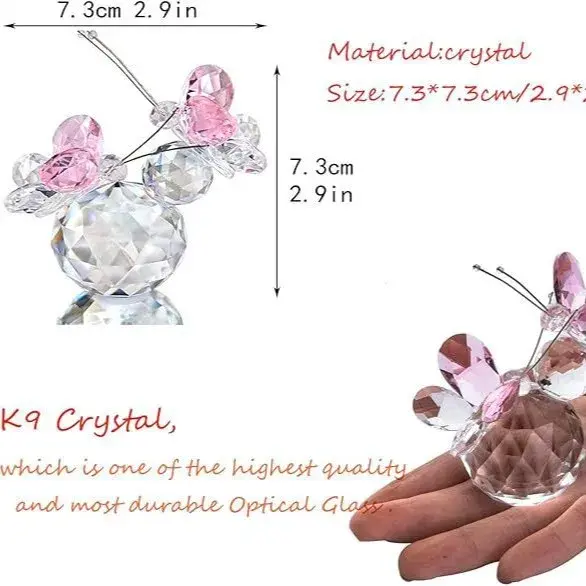 Double Butterfly Animal Crystal Ornament Craft Creative Birthday Gift Indoor Living Room Study High Aesthetic Value Decoration