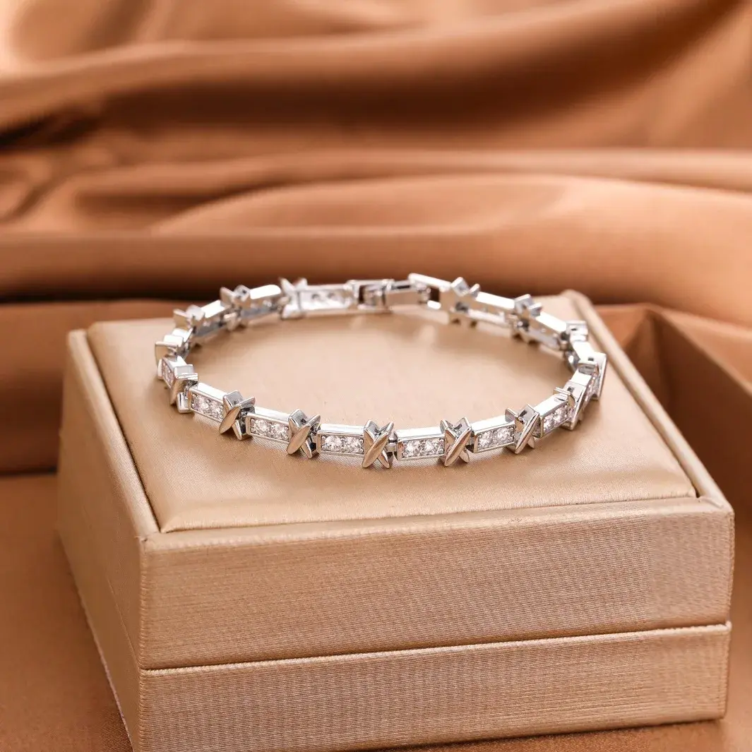 NicheDesign Korean Style Luxury Zircon Bracelet Women'sins Cold Fashionable High-End Versatile Girlfriend Jewelry