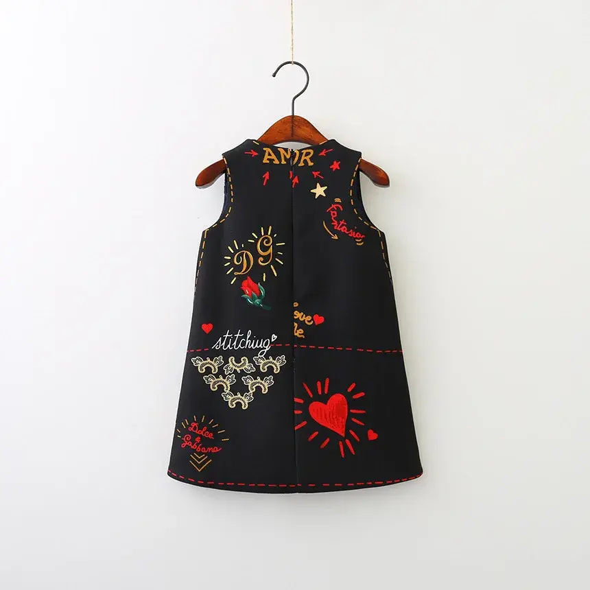 2022 New Children's Dress Heart Design European American Style Sleeveless Vest Skirt Stylish Foreign Trade Children's Wear