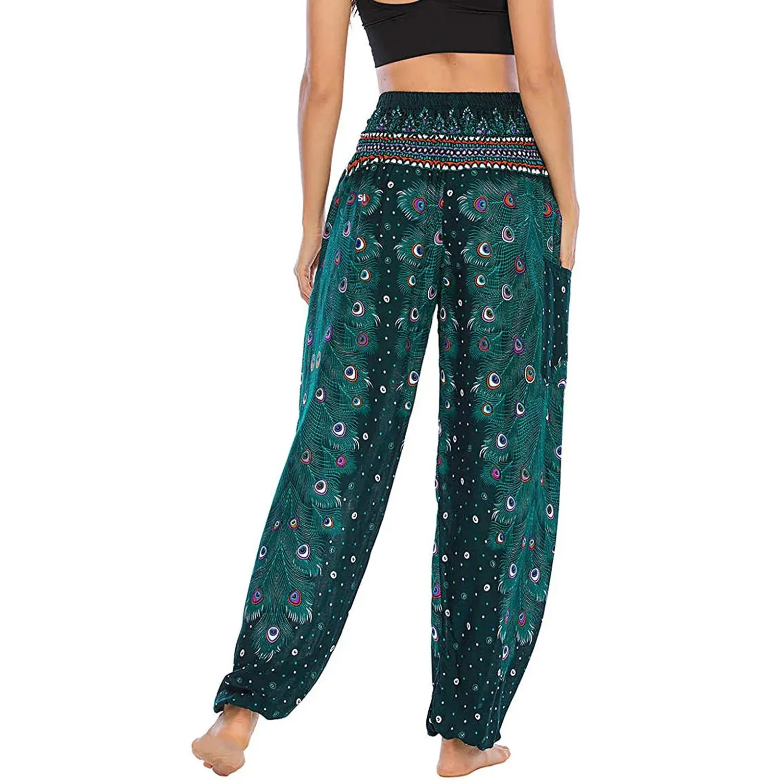 Digital Print Yoga Pants Wide Leg Casual Long Trousers Women's Fashionable Stretchy Sweatpants Comfortable Fit AE Stock