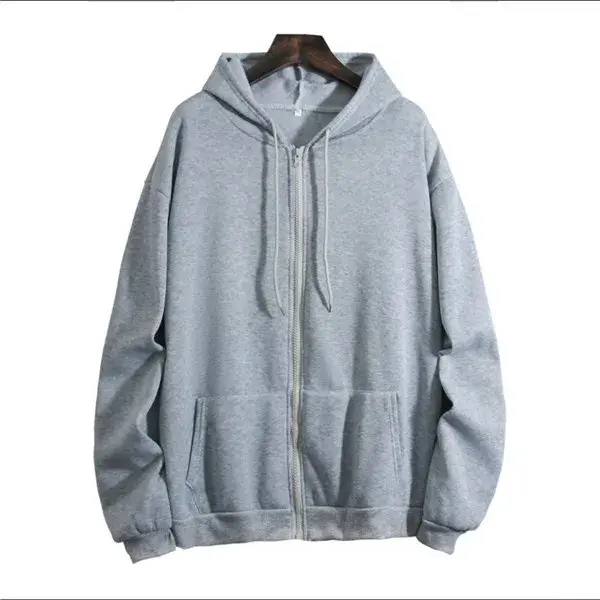 Thickened Fleece-Lined Hooded Sweatshirt 2023 Autumn/Winter New Style Loose Fit Solid Color Top Jacket For Cold Weather Scenario