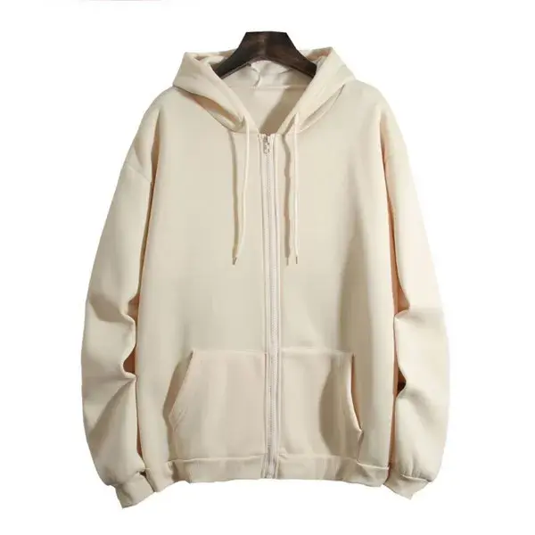 Thickened Fleece-Lined Hooded Sweatshirt 2023 Autumn/Winter New Style Loose Fit Solid Color Top Jacket For Cold Weather Scenario