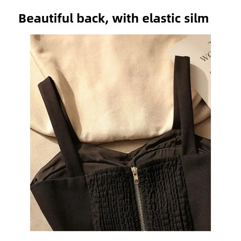 French Style Strap Vest Women's Inner Wear Summer 2024 Sexy Slim Fit with Chest Pad Design Sense Tube Top Shirt