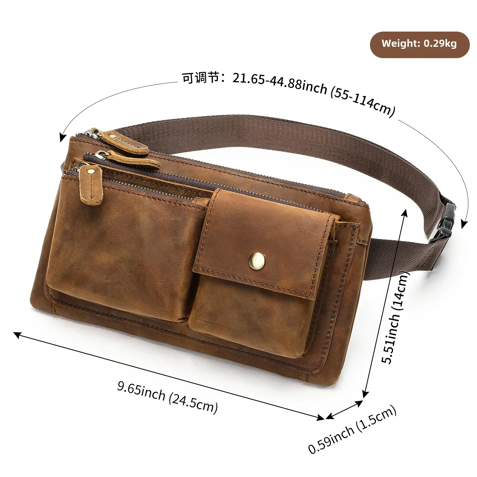 New Vintage Casual Men's Chest Bag Large Capacity Top Layer Cow Leather Crossbody Bag Motorcycle Equipment Accessories
