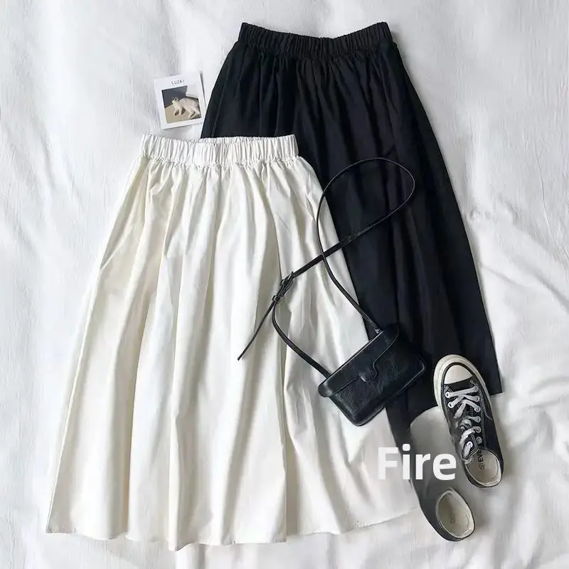 High Waist A- Line Mini Skirt Japanese Style Loose Fit Spring Summer Autumn Student Women's Fashion plus Size Slimming Effect