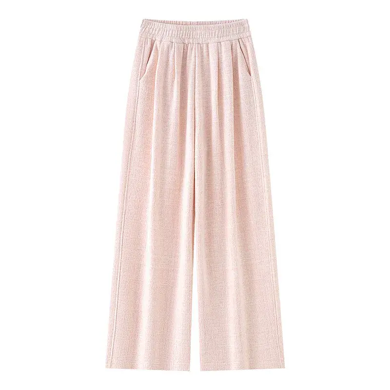 Pink Glutinous Pants Women's Autumn Winter New Style High-End Drape Straight Loose Lazy Casual Fleece Wide Leg Trousers