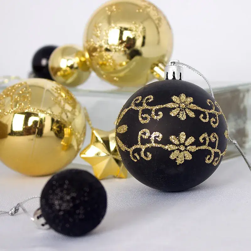 New Cross-Border Christmas Ball Decorations Gift Box Suit Colorful Electroplated 44pcs Round Ball Misshapen Christmas Ball Penda