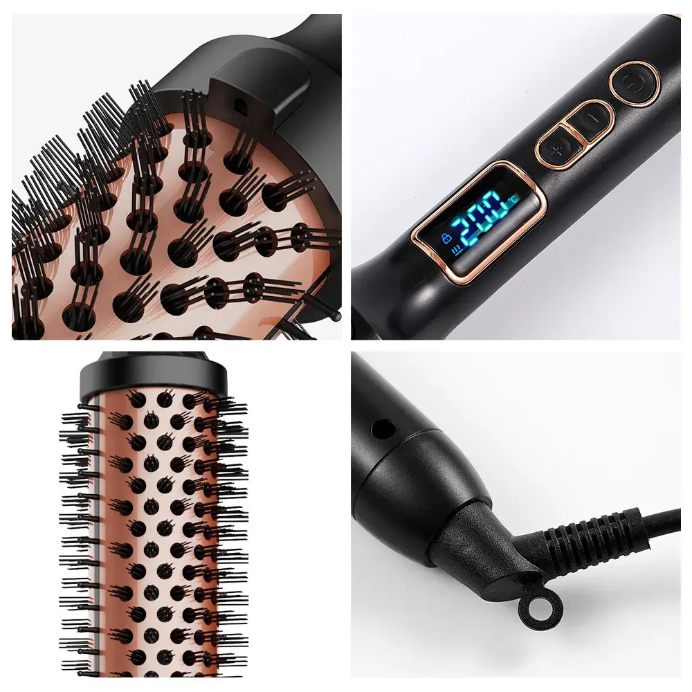 Two-In-One Ceramic Hair Curling Comb Negative Ion Hair Curler Bar Adjustable Temperature Hairdressing Salon Tool Accessories