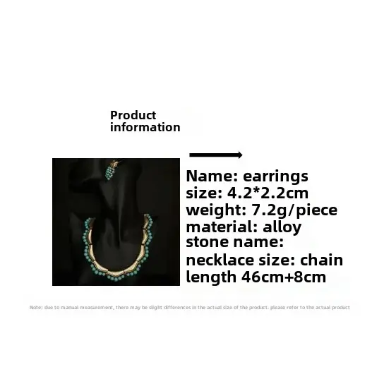 Elegant Versatile Design Sensibility Green Spruce Leaf Earrings Distressed Craftsmanship Upscale Necklace Trendy Jewelry Set