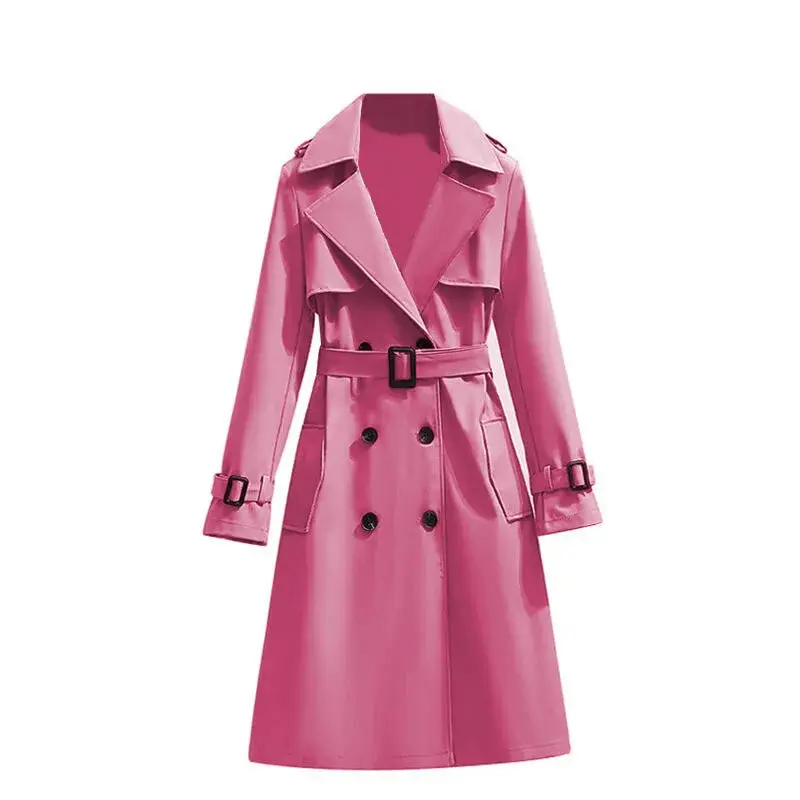 Casual Chic Korean Style Women's Long Sleeve Coat Spring Autumn New Fashion Middling Length Outerwear Elegant Windbreaker