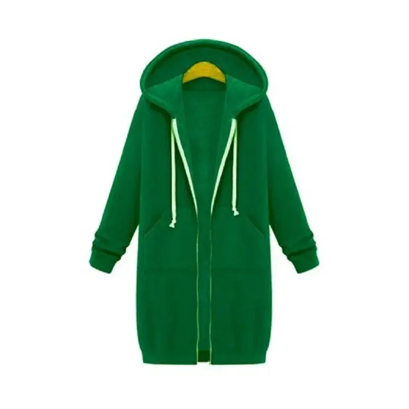 Autumn/Winter Women's Hooded Long Sleeve Medium-Length Sweatshirt Fleece Jacket Blue White Zipper-Up Chain Link Large Size
