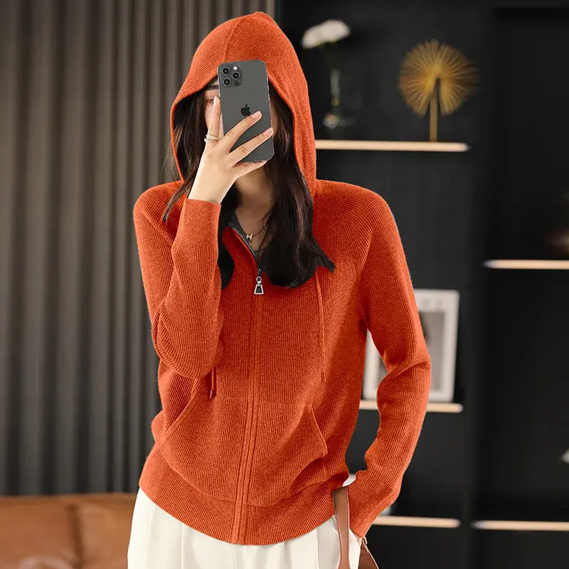 Spring Autumn New Loose Long Sleeve Hoodie Women's T-shirt Half Zip Casual Versatile Slimming Top for Middle-aged Ladies