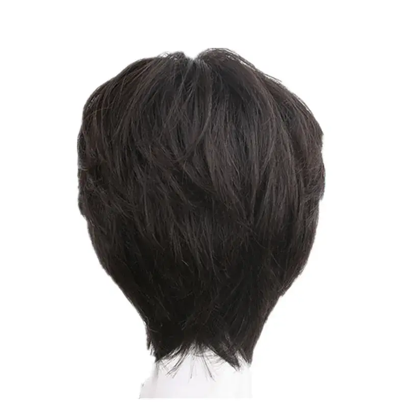 Men's Short Hair Wig Korean Style Freshness Bangs Cover Real Human Hair Short Wig Trendy Fringe Head Cover Fiber Top Piece