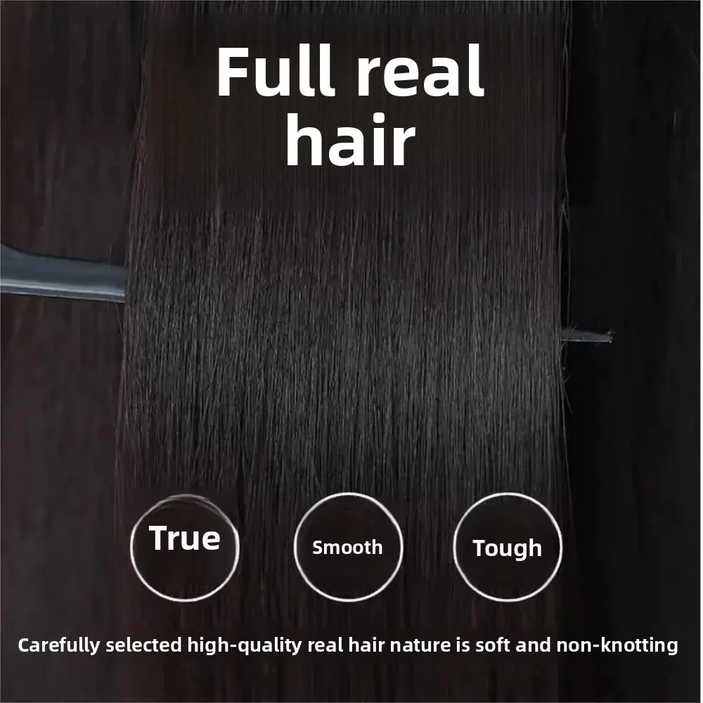 Men's Short Hair Wig Korean Style Freshness Bangs Cover Real Human Hair Short Wig Trendy Fringe Head Cover Fiber Top Piece