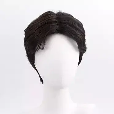 Men's Short Hair Wig Korean Style Freshness Bangs Cover Real Human Hair Short Wig Trendy Fringe Head Cover Fiber Top Piece