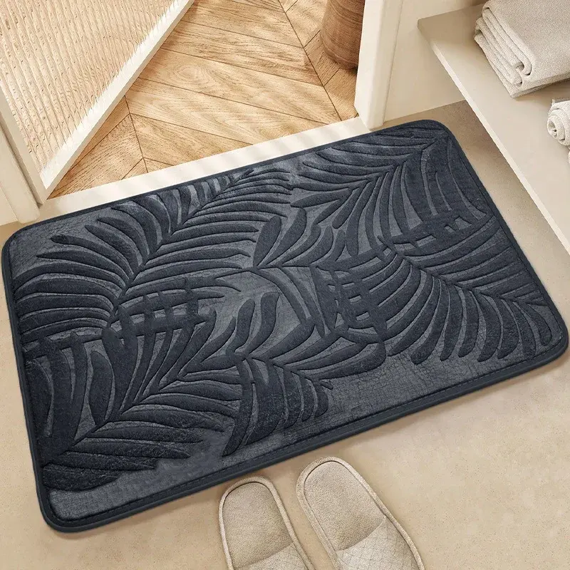 Transborder Leaf Memory Cotton Bathroom Rug Water Absorbent Non-slip Carpet for Living Room Bedroom Kitchen Entrance Mat