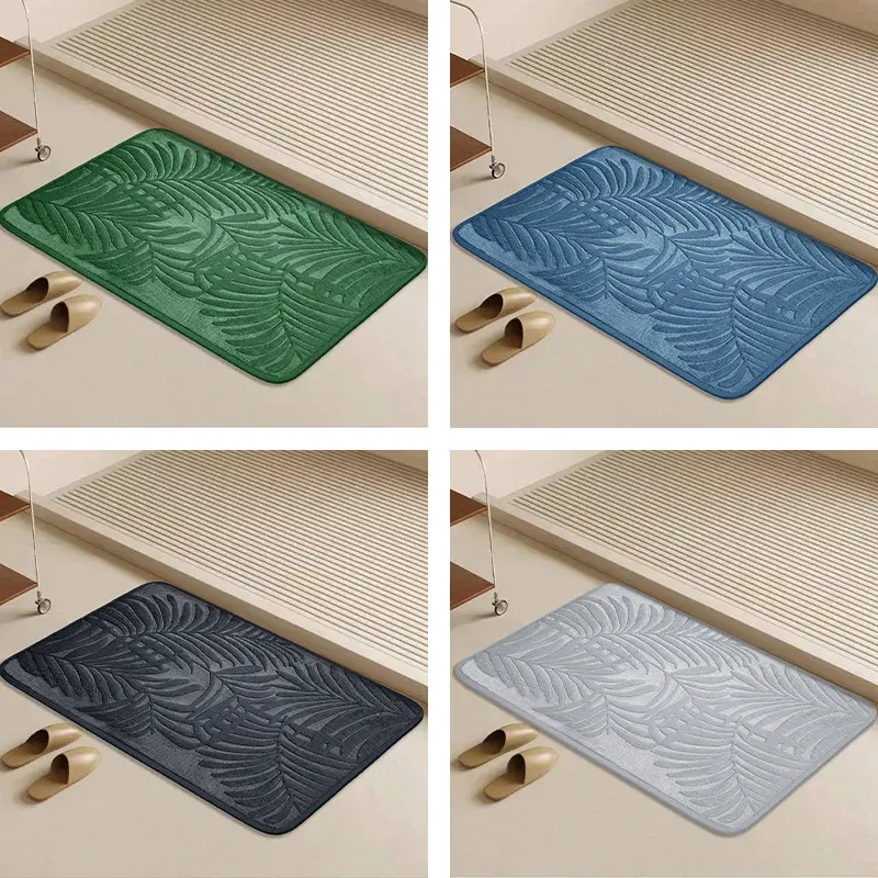 Transborder Leaf Memory Cotton Bathroom Rug Water Absorbent Non-slip Carpet for Living Room Bedroom Kitchen Entrance Mat