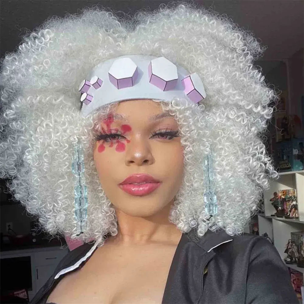 Black Synthetic Hair Wig for Women Small Curl Explosion Head Fake Hair Full Head Cover White People Fiber Mechanism Hair Cover