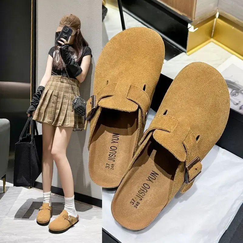 Women's Summer Outdoor Wear 2024 New Couple Style Half Slippers with Thick Sole and Head Cover French Style Slippers Leisure