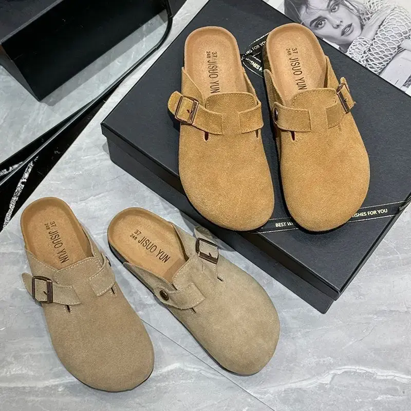 Women's Summer Outdoor Wear 2024 New Couple Style Half Slippers with Thick Sole and Head Cover French Style Slippers Leisure