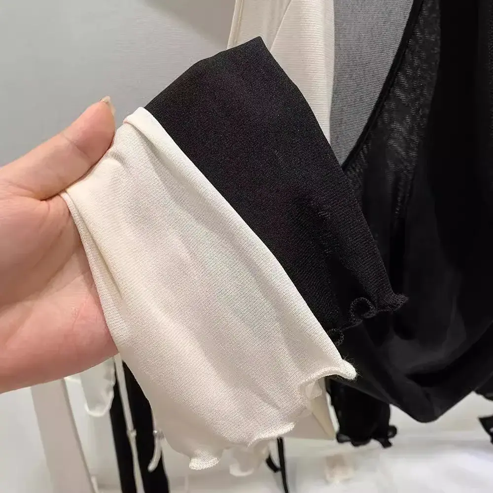 Chiffon Lace-Up Shoulder Air Conditioning Cool Sensation Spring Summer Anti-Aging Personality Sunscreen Open Cardigan Women's To