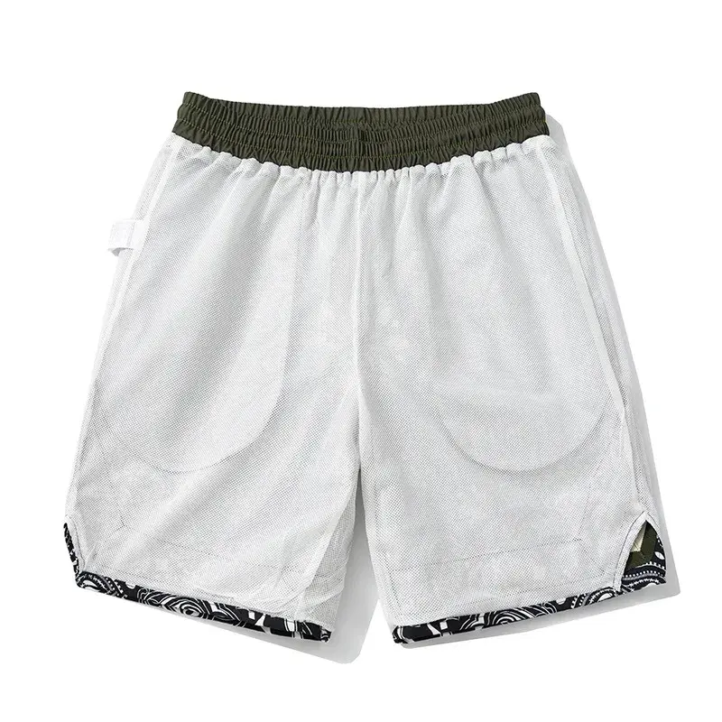 2024 New American Style Men's Casual Loose-Fit Basketball Shorts Summer Sport Niche Trendy Waist Fruit Flower Design
