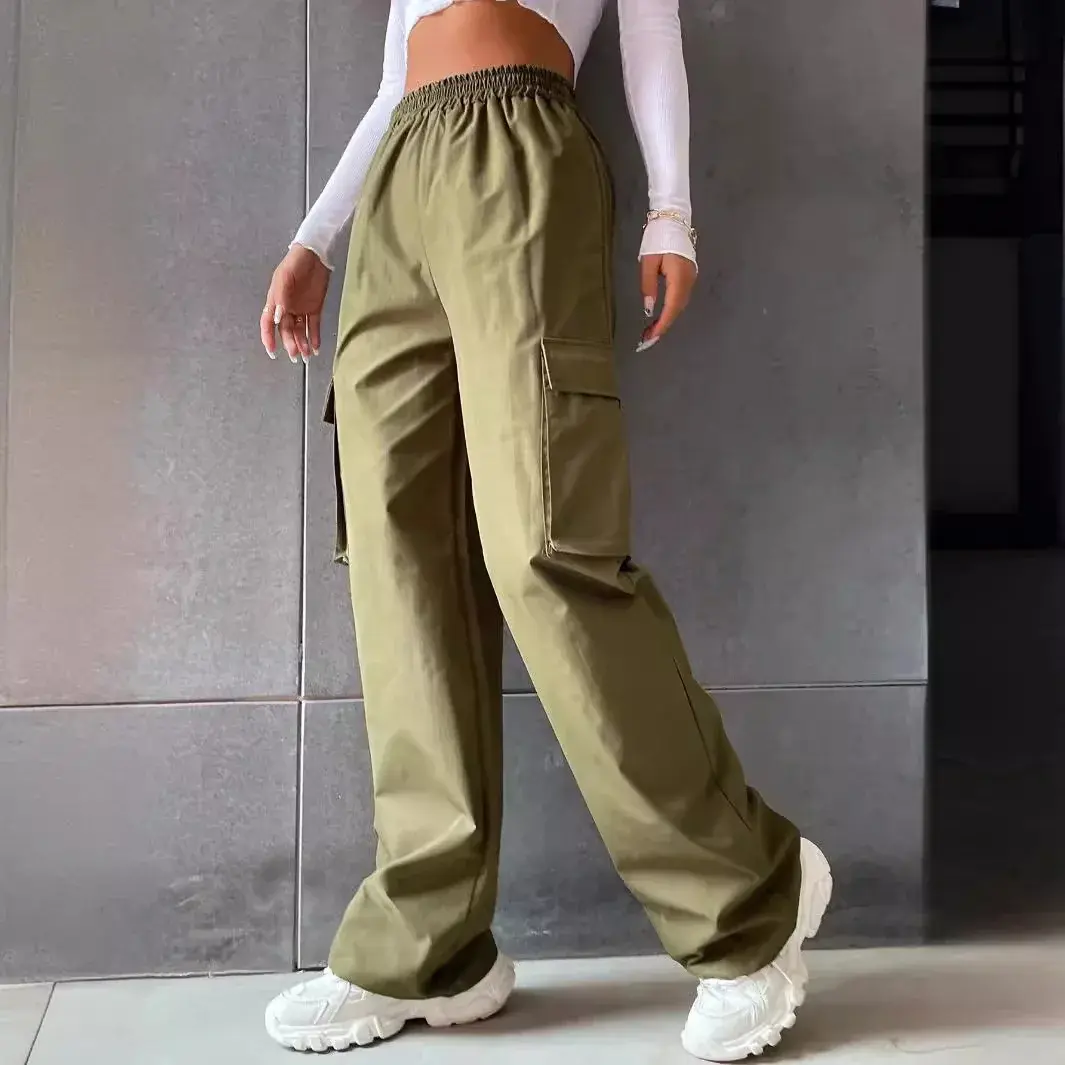 High-Waisted Breathable Straight-Leg Casual Pants Summer Lightweight Cargo Pants Women's American Style Vintage Sweatpants