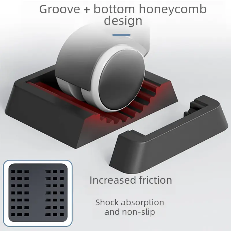 5-pack Black Rubber Universal Wheel Fixed Pad Home Furniture Anti-slip Computer Chair Rolling Wheel Fixator Card Pad Plastic