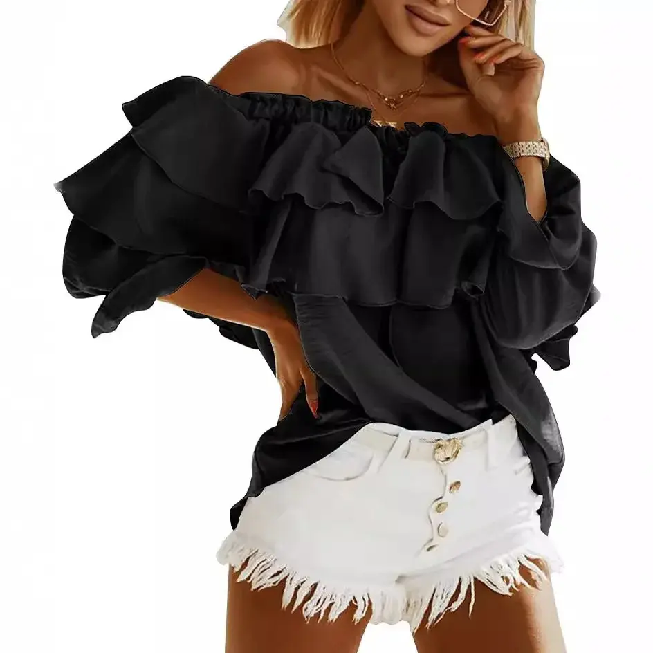 Summer Hot Sale Of The Season Casual Long Sleeve Drawstring Shoulder Bridesmaid Women's Top Polyester Nylon Fabric Ear Mushroom