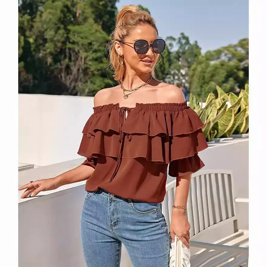 Summer Hot Sale Of The Season Casual Long Sleeve Drawstring Shoulder Bridesmaid Women's Top Polyester Nylon Fabric Ear Mushroom
