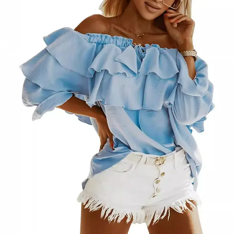 Summer Hot Sale Of The Season Casual Long Sleeve Drawstring Shoulder Bridesmaid Women's Top Polyester Nylon Fabric Ear Mushroom