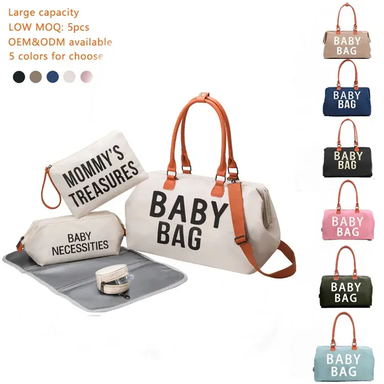Fashionable Diaper Bag Set Of 5 For Baby Mother Travel Bag Multi-Purpose Hand-Held Tote Bag Cross-Border New Arrival