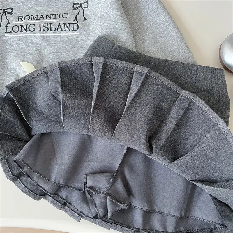 2024 Autumn New Children's Suit Korean Style Sweatshirt Bow2-Piece Set Round Neck Sweatshirt Kids Fashionable Casual Wear
