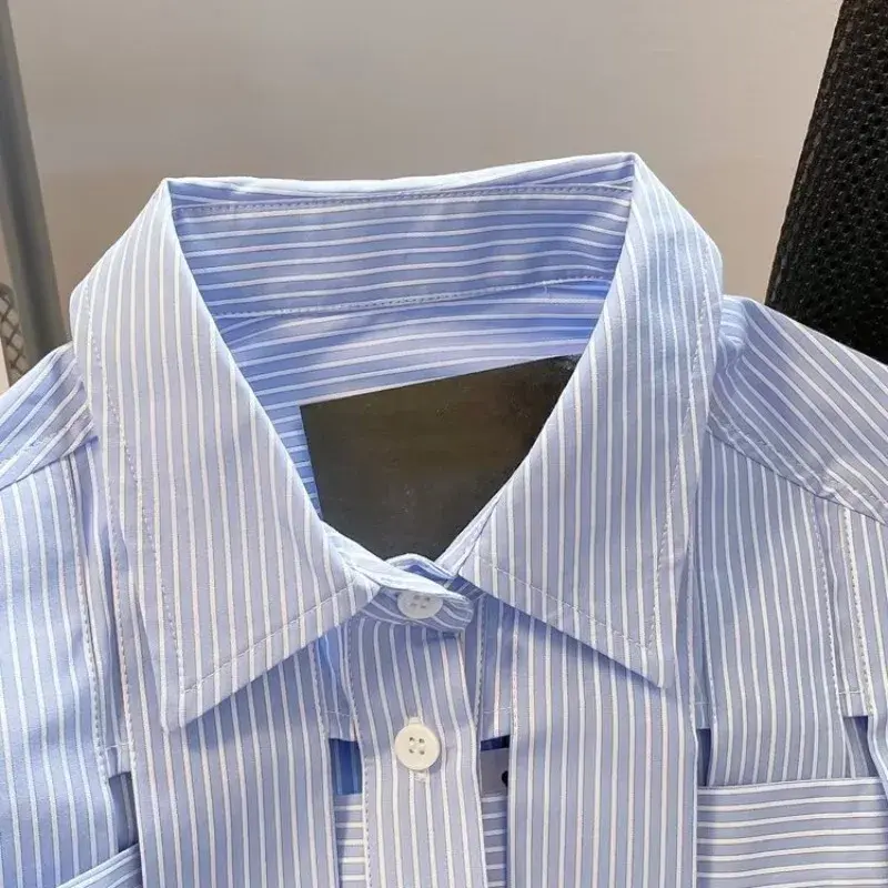 Trendy Long Sleeve Men's Shirt Laid-Back 2023 New Spring Stripe Woven Men's Wear Trendy Brand Casual Shirt For Men