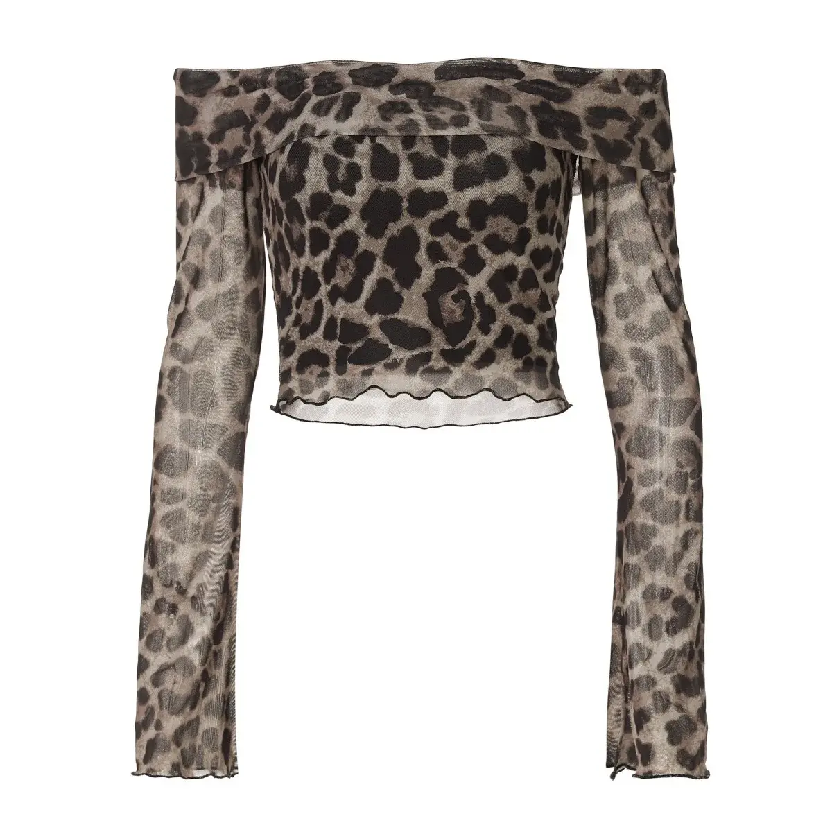 Sexy Summer Long Sleeve Belly Baring Printed Base Layer Spicy Girl One Shoulder Top Cat Print Polyester Fiber Women's T-shirt