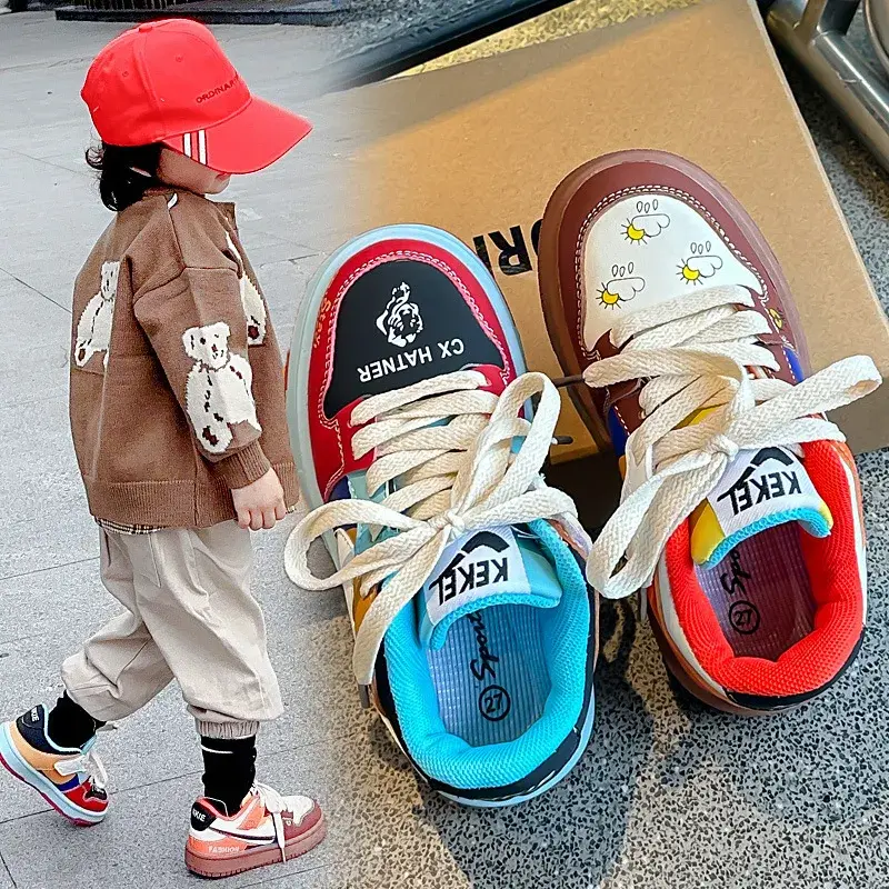 Children's Colorful Popular Duckling Board Shoes Autumn New Style Casual Shoes Large Medium Children Slip-Resistant Versatile