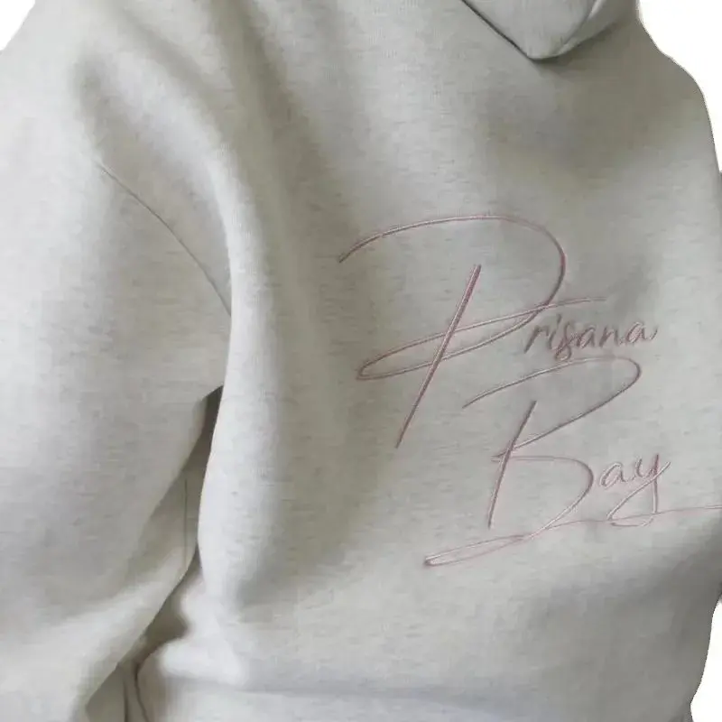 American Style Embroidered Butterfly Knot Hoodie 2024 New Splicing Floral Retro Letter Hooded White Grey Top Women's Wear