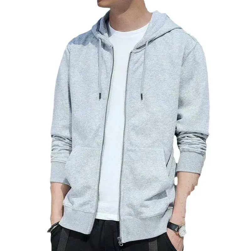 Men's Fleece-Lined Warm Jacket 2024 Autumn Winter New Cardigan Sports Top Casual Hooded Sweatshirt Regular Length China Origin