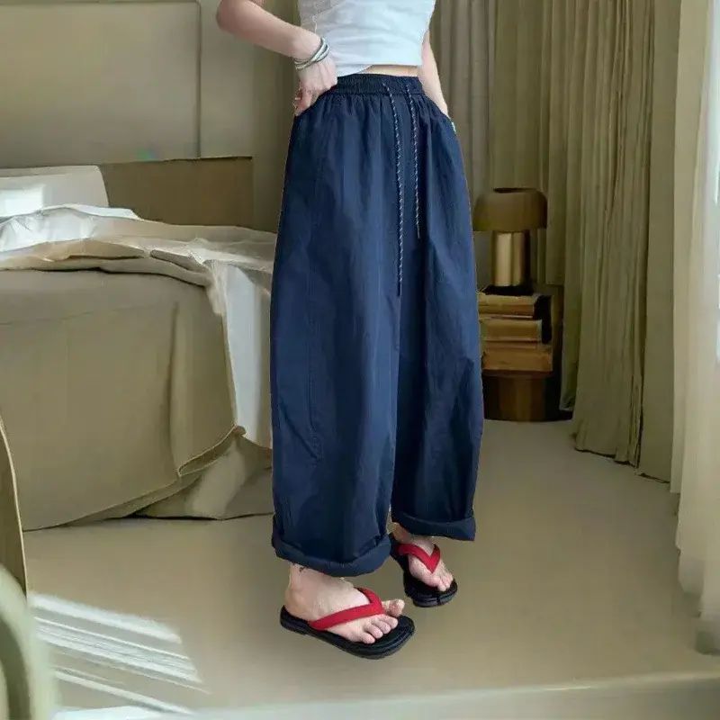 Women's High Waist Slimming Retro Carrot Pants Casual Straight Leg Wide Leg Pants Commute Summer Trend Long Trousers