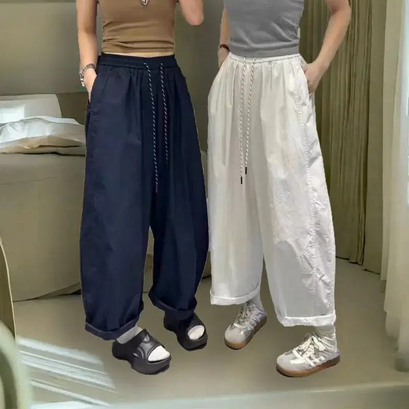 Women's High Waist Slimming Retro Carrot Pants Casual Straight Leg Wide Leg Pants Commute Summer Trend Long Trousers