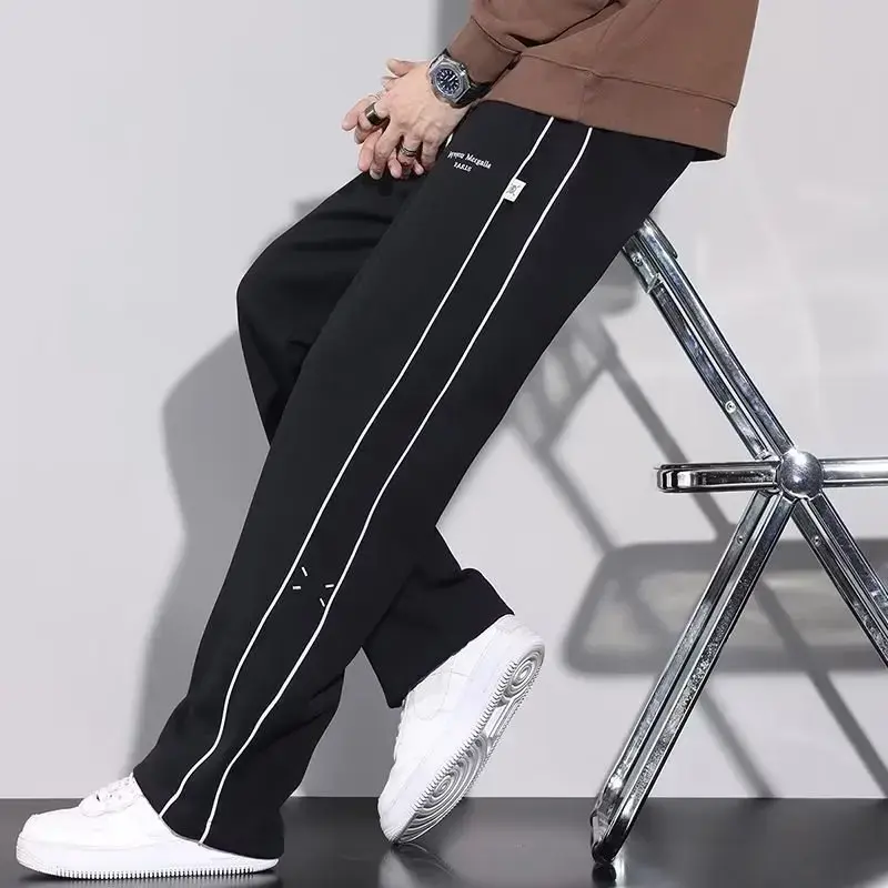 Men's Loose-fit Straight-leg Sweatpants Casual Autumn/winter Fashionable Wide-leg Pants Simple Versatile For Active Wear