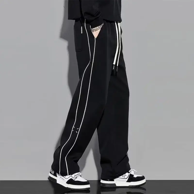 Men's Loose-fit Straight-leg Sweatpants Casual Autumn/winter Fashionable Wide-leg Pants Simple Versatile For Active Wear