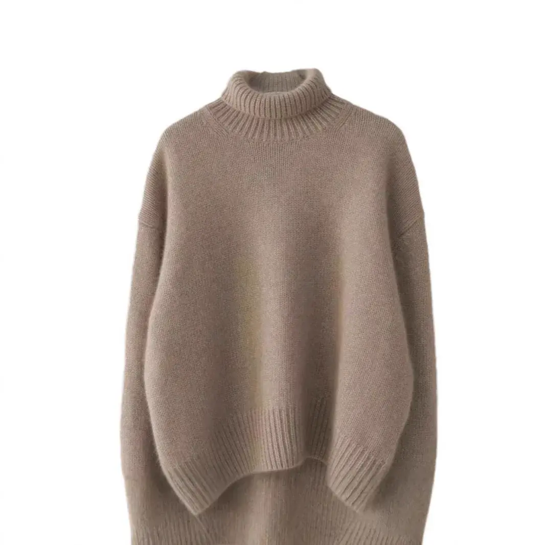 Women's Thickened Loose Knitted Sweater High Collar Lazy Style Base Shirt Outerwear Autumn Winter Fashion Casual Comfortable