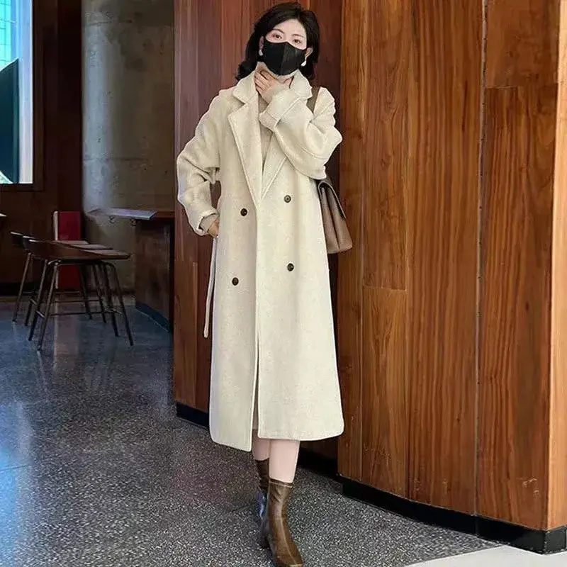 Plus Size Plus Size Loose Thickened Woolen Coat Medium Length Fleece Lined Suit Collar Outerwear for Women in plus Size from ...